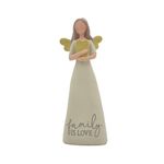 Blossom Bucket Family is Love Heart Soft Cream 6 inch Resin Stone Collectible Angel Figurine