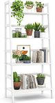 Homykic Bamboo White Bookshelf 4-Ti