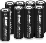 BONAI Rechargeable AA Batteries 2800mAh High Capacity Batteries 1.2V NiMH Low Self-Discharge for Digital Cameras Toys Remote Controls and Other Devices 8 Pack