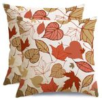 RABUSOFA Fall Pillow Covers 18x18 Set of 2,Maple Leaves Fall Pillows Decorative Throw Pillows Fall Decorations for Home Fall Outdoor Decor Thanksgiving Pillow Cases for Home Porch(D)