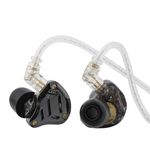 Linsoul KZ ZS10 PRO 2 In Ear Monitor IEM, 1DD+4BA Hybrid Wired Earbuds, with 4-Level Tuning Switch, 3-Way Crossover Gaming Earbuds, Silver-plated IEM Cable for Musician Audiophile (Black, Without Mic)