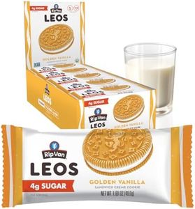 Rip Van LEOs - Golden Vanilla Sandwich Cookies - Low Sugar Snack Cookies - Low Carb Snack - Diabetic Snacks - 40 Low Sugar Cookies (10 Packs of 1.69oz)