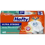 Hefty Ultra Strong Tall Kitchen Drawstring Trash Bag, White Pine Breeze, 40Count