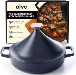 Alva Nori Enameled Cast Iron Tagine Pot Scratch Resistant Non Toxic Cone Lid Bronze Knob 11" PFAS, PFOA & PFTE Free, Cooking Pot, Cast Iron Cookware, Oven Safe, Durable Enamel Coating