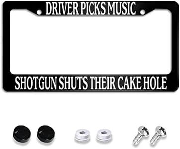 Draradi Driver Picks Music Shotgun Shuts Their Cake Hole Black Aluminium Alloy License Plate Frame Auto Car Accessories