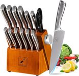 Kitchen Knife Set, imarku Knife Set with Block,14-Piece Premium Knives Set for Kitchen with Wooden Block, Kitchen Knife Set with Sharpener, High Carbon Stainless Steel Cutlery Set, Dishwasher Safe