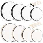 8 Pieces Kids Hand Drums Wooden Frame Drum with Drum Stick, 12 Inch 10 Inch 8 Inch 6 Inch Educational Musical Instruments for Adults Drums Beginners for Home School Party Supplies, 2 Colors