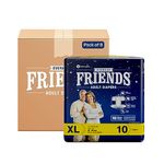 Friends Overnight Adult Diapers Tape Style - 80 Count (Extra Large) with odour lock and Anti-Bacterial Absorbent Core- Waist Size 29.53-62.99 Inch ; 75-160Cm