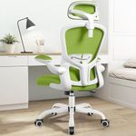 FelixKing Ergonomic Office Chair with Adjustable Headrest, Thickened 90° Flip Armrests, and Lumbar Support – Height Adjustable | Ideal for Home Office Desks | Green Desk Chair with Wheels