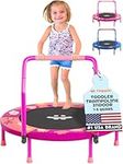 Happin® 36" Foldable Mini Trampoline for Kids, Height- Adjustable Handlebar, Noise-Free, Safe Padded Cover, Durable Steel Frame, Indoor/Outdoor Toddler Rebounder, Fitness Jumper for Boys & Girls