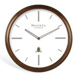 HARRIS & CO. CLOCKMASTERS Luxury Wooden Minimalist Design, Silent Sweep Noiseless Technology Analog Wall Clock With Skeleton Hands,Size-14 Inch, Model - Camden High Street