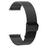 AGUPERFIT Watch Band 20mm - Stainless Steel Mesh Strap, Quick Release Bracelet with Tool-Less Infinitely Adjustable Buckle for Men and Women's Smartwatches and Wristwatches (Black, 20mm)