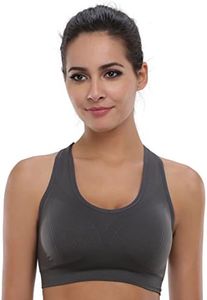 BAOMOSI Women's Seamless High Impact Support Racerback Workout Yoga Sports Bra - Grey - L Fit 36D 36DD 36E 38D 40BC