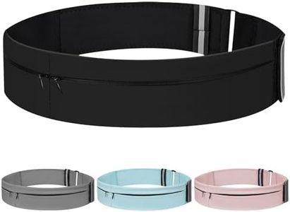 Running Belt for Women and Men Lightweight Running Waist Belt with Water Bottle Pocket, Multi-Pocket Phone Holder Running Pouch (1, Black, Large-31.5" - 45.3")