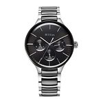 Titan Ceramic Fusion Quartz Multifunction Black Dial Silver Dual-Toned Stainless Steel Bracelet Watch for Men-NS90148KD01