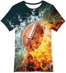 9t Cool 3D Graphic Tee Shirt for Boys Girls 12t Novelty Rugby Print T Shirt Casual Sports Short Sleeve Tops for School Party Daily 9-12 Years