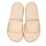 BLEQYS® Slipper For Women Flip Flops Hotel Spa Massage Sandal Comfortable & Light Weight| Stylish & Anti-Skid| Waterproof & Everyday Flip Flops for Ladies/Girls (ROUND-CREAM, 7.5)