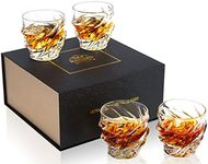 KANARS Whiskey Glasses for Men, 9 Oz Crystal Bourbon Glass Set of 4, Old Fashioned Rocks Barware for Scotch Cognac Vodka Cocktail Rum, Whisky Gifts Set