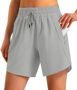Ksmien Women's 5"/7" Athletic Running Shorts Quick Dry with Zipper Pockets