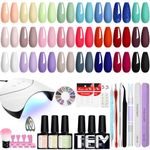 Gel Nails Starter Kit with Lamp, Phoenixy Gel Nail Polish Set with Lamp Starter Kit Gel Nail Kits with U V Lamp Gel Nail Sets Starter Kit Gift for Women