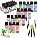 Playkidiz Washable Tempera Paints Set of 18 for Children, Kids Non-Toxic Acrylic Paint, Kid Friendly, Kid Safe Paint Set, Includes Variety of Brushes, Color, Craft, Create and Party.