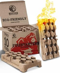 Mountain GRILLERS Natural Firelighters - Fire Starters for Wood Burner Log Burner Fireplace Pizza Oven BBQ - Indoor & Outdoor Brick Eco Fire lighters