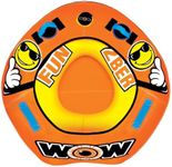 WOW World of Watersports 2Ber 1 Person Inflatable Towable Tube Starter Kit with 12V Pump and 60 Foot Tow Rope for Boating, 19-1100