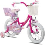 JOYSTAR Unicorn 16 Inch Kids Bike for 4 5 6 Years Girls with Doll Bike Seat Children Princess Bicycle with Training Wheels Basket Streamer Toddler Bikes Purple