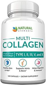 Multi Collagen 180 Protein Capsules - Type I, II, III, V, X Collagen Pills - Proprietary Blend of Eggshell, Chicken, Wild Fish & Grass-Fed Beef Collagen Peptides - 2025mg per serv