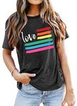 SUWATOIN Womens Rainbow Flag Pride T Shirt LGBT Gay Pride Love Shirts LGBTQ Pride Month T-Shirt Tops