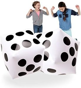 Novelty Place Giant Inflatable Dice 2 PCS, 20 Inch White and Black Jumbo Dice for Indoor and Outdoor Broad Game, Ludo and Pool Party