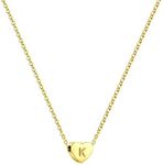 Heart Initial Necklace for Women 18K Gold Plated Stainless Steel Tiny Heart Pendant Engraved Letter Necklace Personalized Monogram Name Necklace for Girls