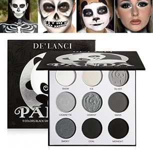 Afflano Gray Eyeshadow Palette Grey Black White Silver, Blendable Smokey Eye Eyeshadow Palette, for SFX Skull Goth Look Halloween Makeup Palette, Long Lasting Dark Eye Shadow Pallet - Panda