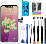 Brinonac for iPhone 11 Pro Screen Replacement Kit, 5.8 inch LCD Display 3D Touch Screen Digitizer Frame Assembly Set with Repair Tools, Adhesive and Tempered Glass