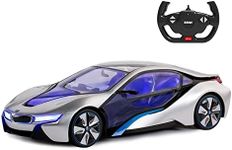 RASTAR BMW i8 Remote Control Car, 1/14 BMW i8 Concept RC Car, Fully Transparent/Interior Light - Silver