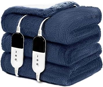 BENFOX Ultra-Plush Electric Blanket Queen Size 84"×90" Soft Heated Blanket with 6 Heating Levels,Dual Control & Fast Heating Faux Fur Blanket for Couch & Bed - Auto Shut-Off/Machine Washable (Blue)