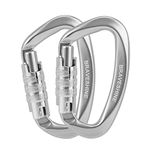 BRAVESHINE 2 Pack Carabiner Clip Heavy Duty, 12KN Auto Locking Carabiner, Twist Lock Carabiner Keyring, D Clips Hook for Hiking, Camping, Hammock, Dog Lead, Swing