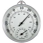 Indoor Outdoor Thermometer Wireless, Weather Dial Hygrometer Thermometer, Battery Free Hanging Hygrometer, Suitable for Walls, Tables, Cars, Greenhouses or Decorations, Round 4 inches Diameter