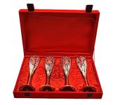 DSH Silver Plated Wine Glass Set of 4 Champagne Glass Flute Design | Goblet Glass Best for Parties, 200 ML