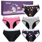 Rovtop Girls Menstrual Period Pants Teenager, Kids 5Pcs Soft Cotton Menstrual Briefs, Period Knickers Girls Leak-Proof, Clean and Washable, Teenage Menstrual Underwear for 8-16 Years(Size L)