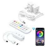 Bluetooth Led Controller Set for Led Strip Light, RGB Controller Box Supports APP/Music Sync/Pin-Sequence Comes with 12V/24W Power Adapter