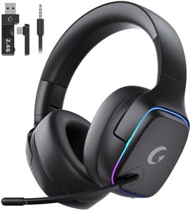 Gvyugke 2.4GHz Wireless Gaming Headsets for PS5, PS4, PC, Switch - Bluetooth 5.3 Gaming Headphones with Noise Canceling Mic, 7.1 Surround Sound, 70H Battery, RGB Lighting - Black