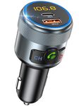 LENCENT Bluetooth Car Adapter, PD 20W&QC3.0 18W Car Fast Charger Wireless Bluetooth 5.1 FM Transmitter Radio Adapter Car Kit with Hands-Free Calling, Bass Lossless Hi-Fi Sound Music Streaming