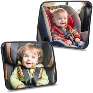 Romon Miroir Voiture Bébé, 2 Pièce Étroviseur Voiture Bébé Sécurité, Miroir Siège Arrière de Bébé, Incassable Rétroviseur bébé pour Convient à Tous Siège Auto, Attaché à l'appui-tête du Siège Arrière