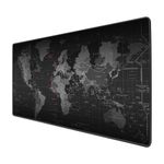 Gaming Mouse Pad, Large Size Desk mat 80 X 30CM (31.5 x 11.8 inches), World Map Keyboard pad Extended Speed Mousepad - Black