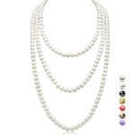 Genkigold Long Pearl Necklace for Women 1920s - PARIS - Luxurious 8mm Strand Pearls with Timeless Elegance – Natural Cultured Pearls - Length 180cm(71") for any Special Occasion