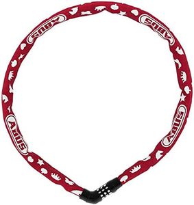 ABUS Antivol à chaîne Steel-O-Chain 4804C Symbols - Antivol à combinaison pour vélos d'enfants - Niveau de sécurité 3 - 75 cm - Rouge