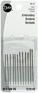 Dritz 56E-15 Embroidery Hand Needles, Size 1/5 (12-Count)