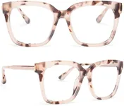 DIFF Bella Designer Square Oversized Computer Blue Light Blocking Glasses for Women, Cream Tortoise