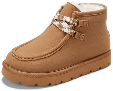 PATPAT Toddler Boys Girls Ankle Boots Size 8 Chestnut Faux Fur Lined Side Zipper Snow Boots Girls Warm Shoes Boys Winter Shoes Warm Footwear Winter Shoes